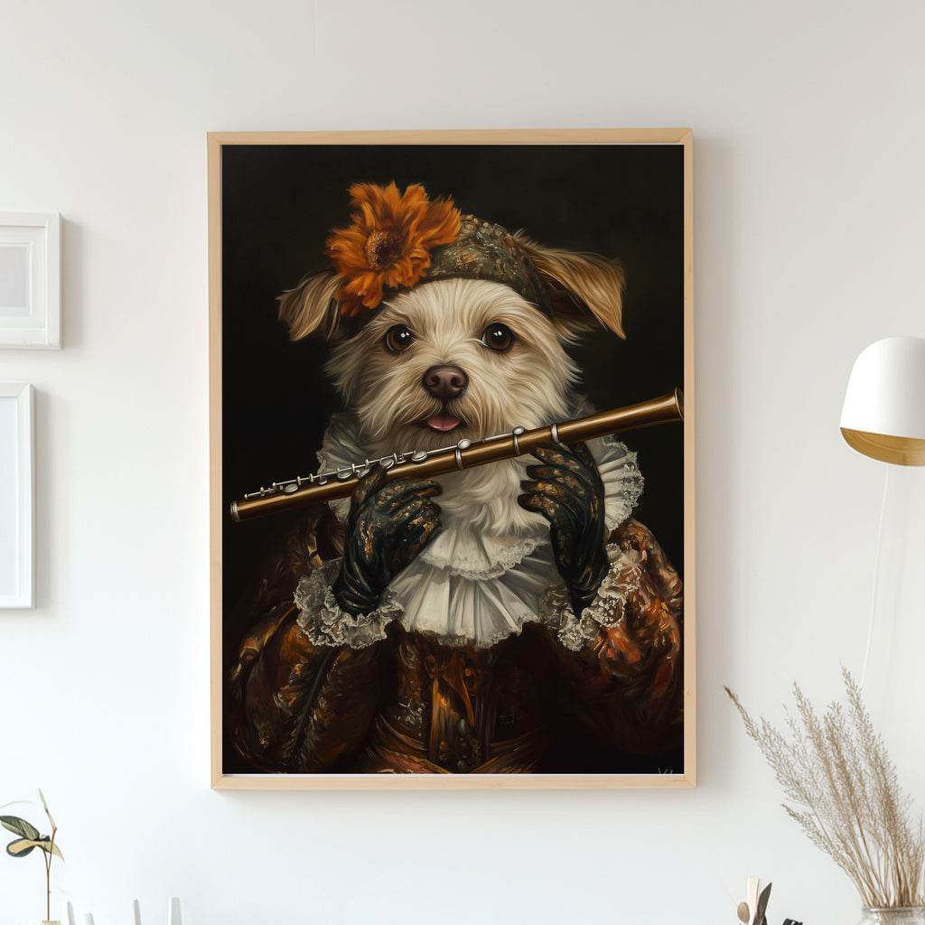 Royal Pet Portrait from Photo - Pet Playing Flute