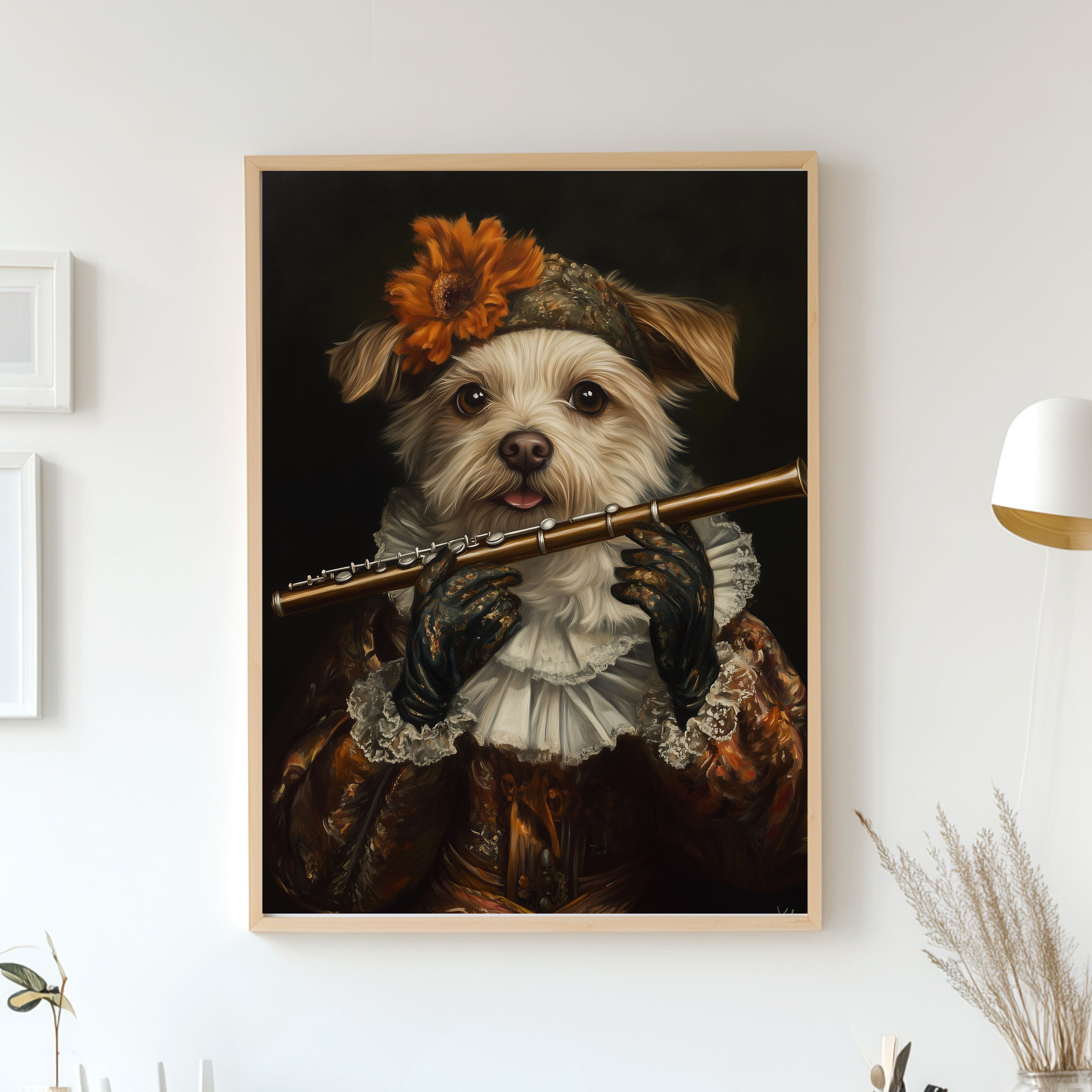 Royal Pet Portrait from Photo - Pet Playing Flute