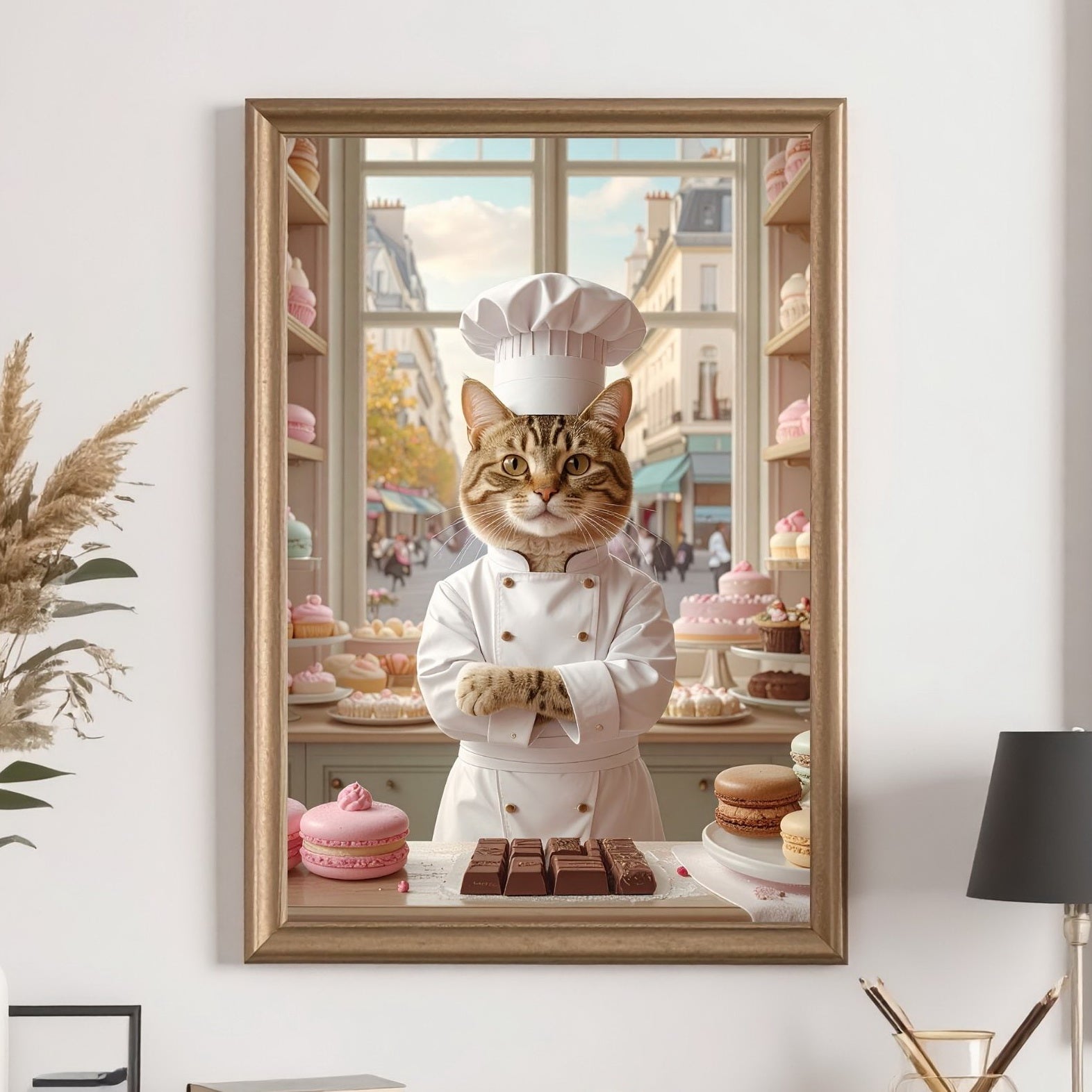 Custom Pet Portrait - French Chef in Paris Kitchen