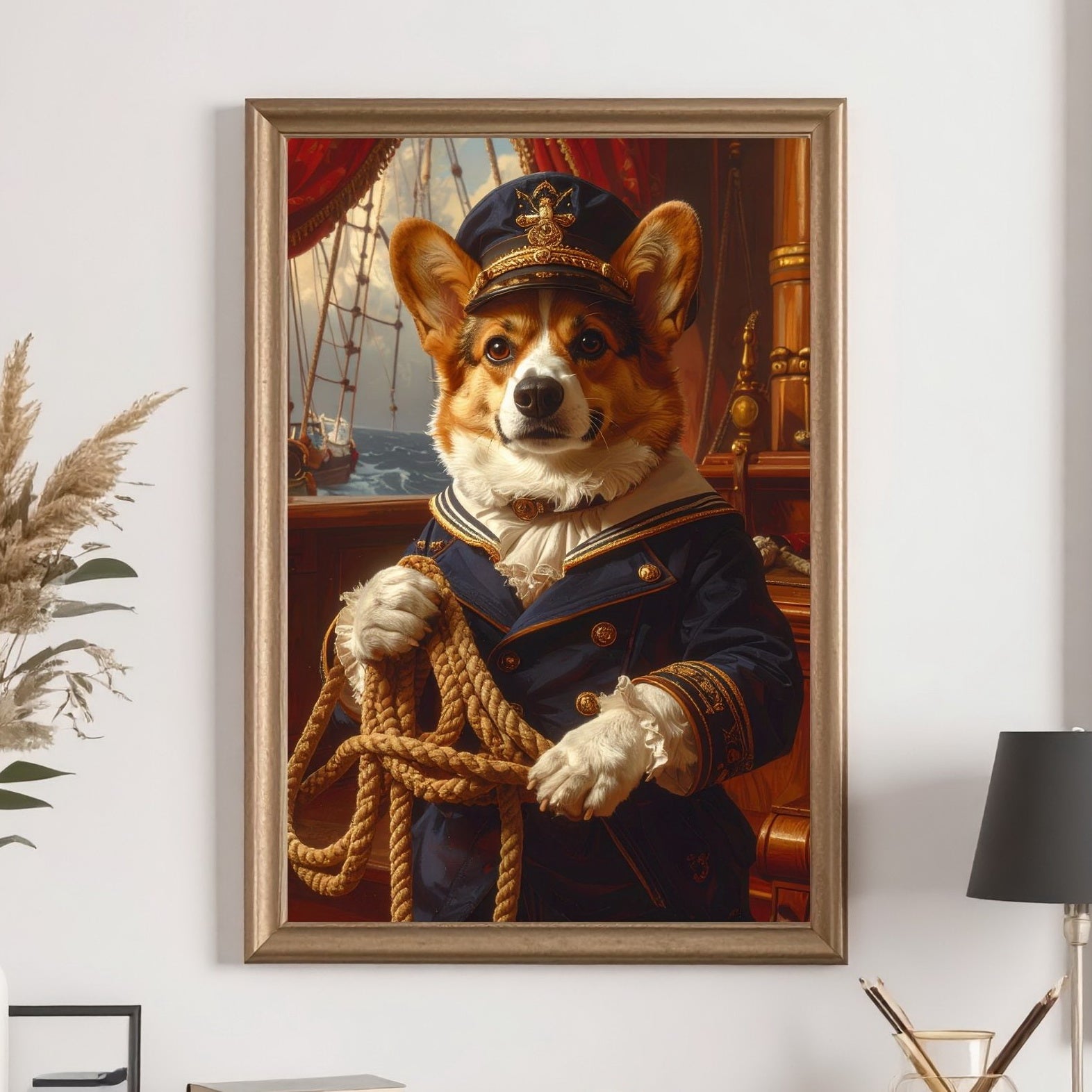 Custom Renaissance Portrait – Pet Captain on Ship