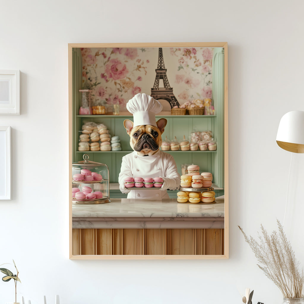 Custom Pet Portrait - French Chef with Pastries