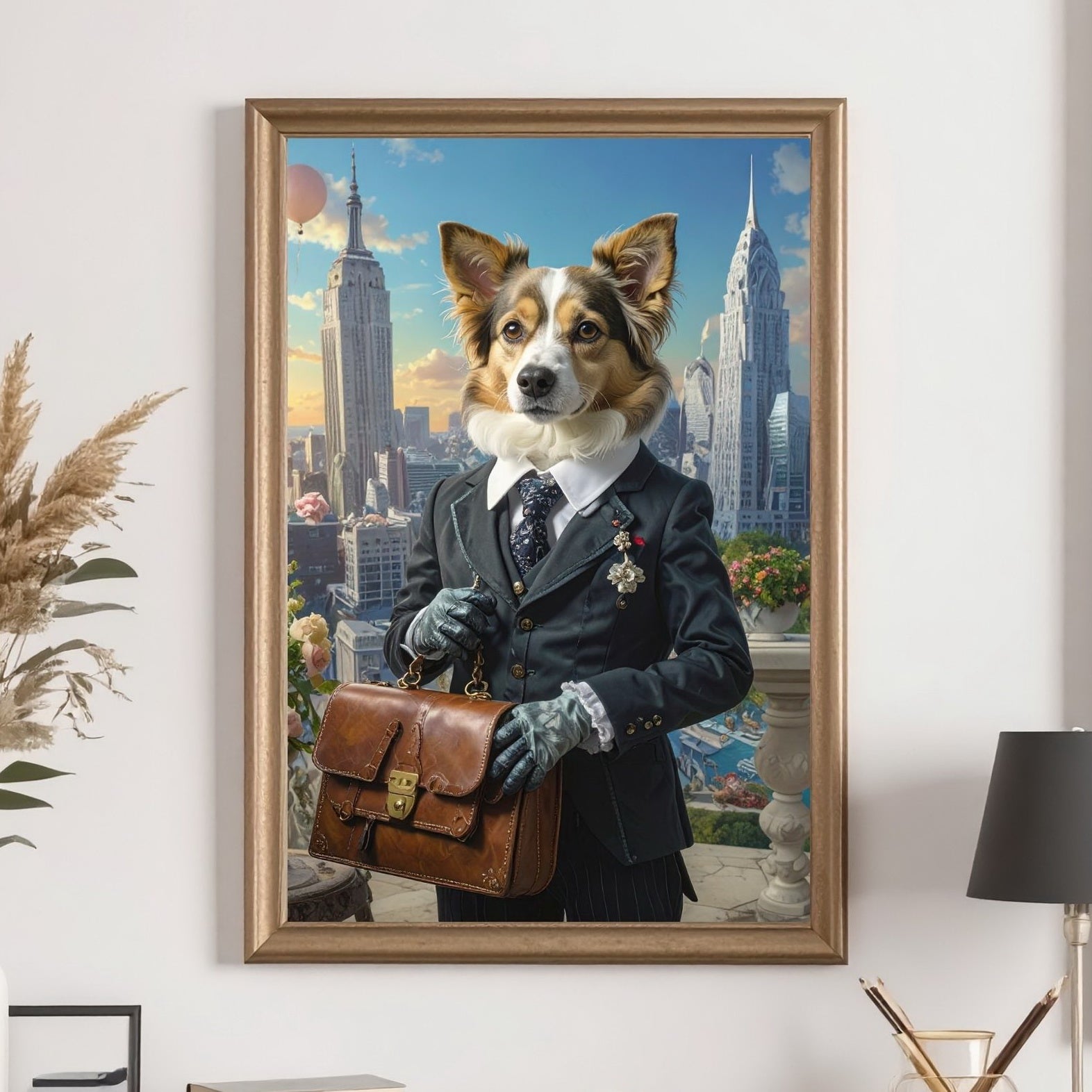 Custom Portrait - Female Pet in Business Suit