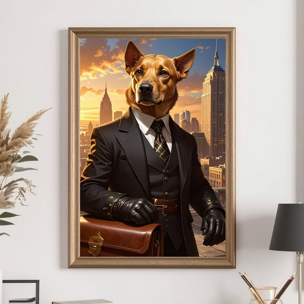 Custom Portrait - Male Pet in Business Suit