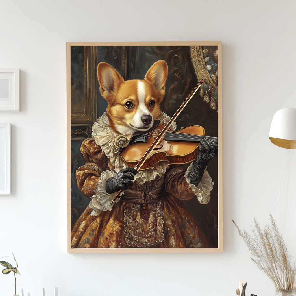 Royal Pet Portrait from Photo - Pet Playing Viola