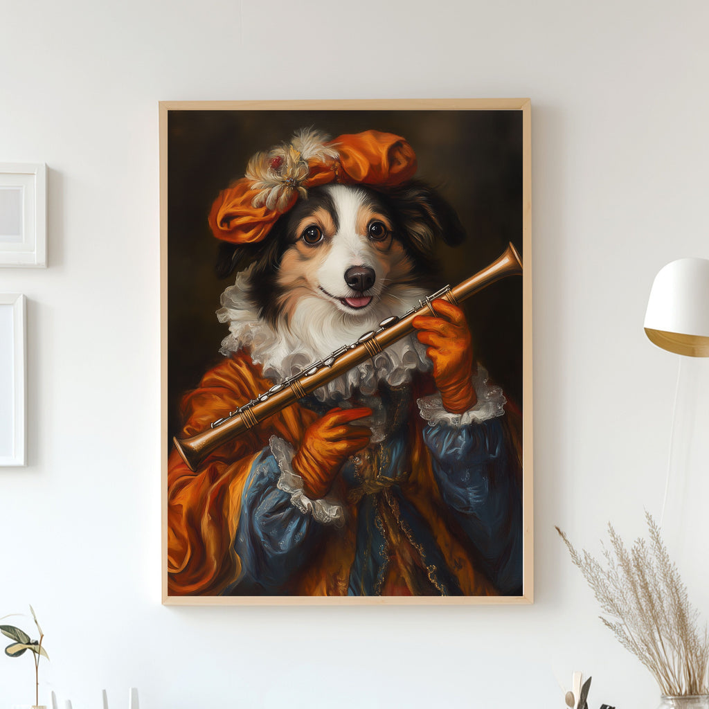 Royal Pet Portrait from Photo - Pet Playing Flute