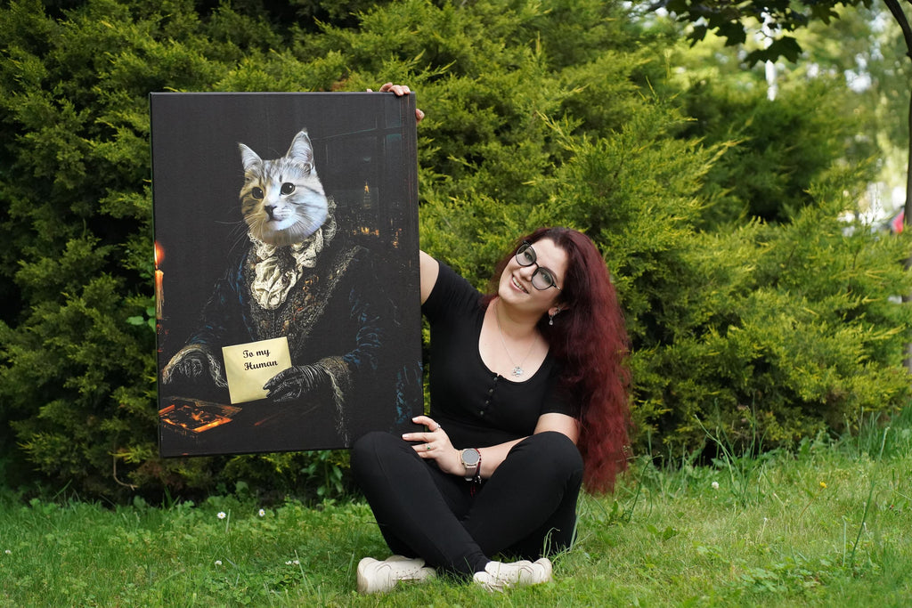 Custom Renaissance Pet Portrait - Mysterious Pet Holding Letter, Noble Pet in Shadows, Dramatic Dark Pet Art, Digital, Canvas or Poster Gift