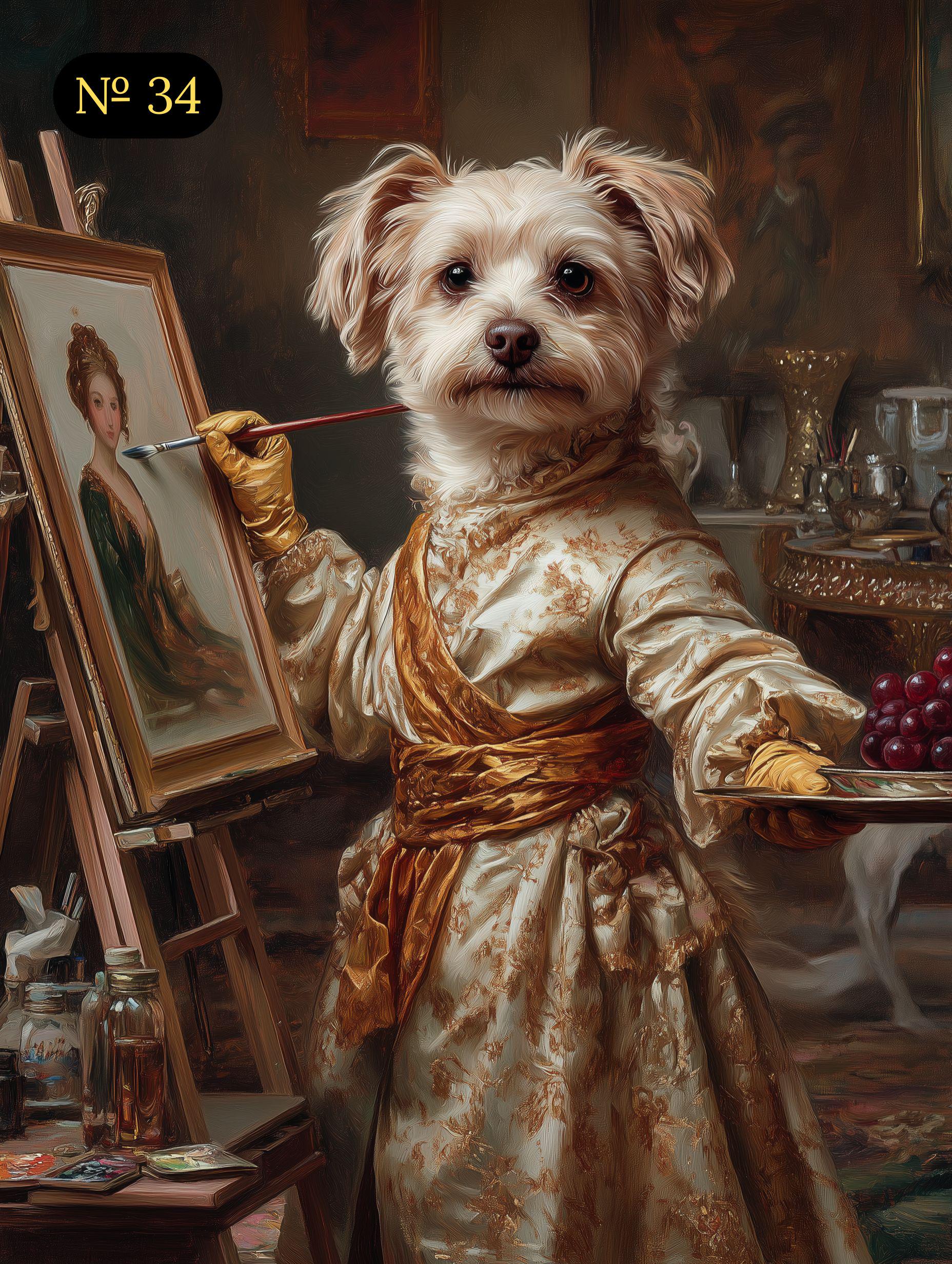 Custom Royal Pet Portrait from Photo - Cat Painting Its Owner - Funny Personalized Renaissance Style Canvas, Poster or Framed Photo