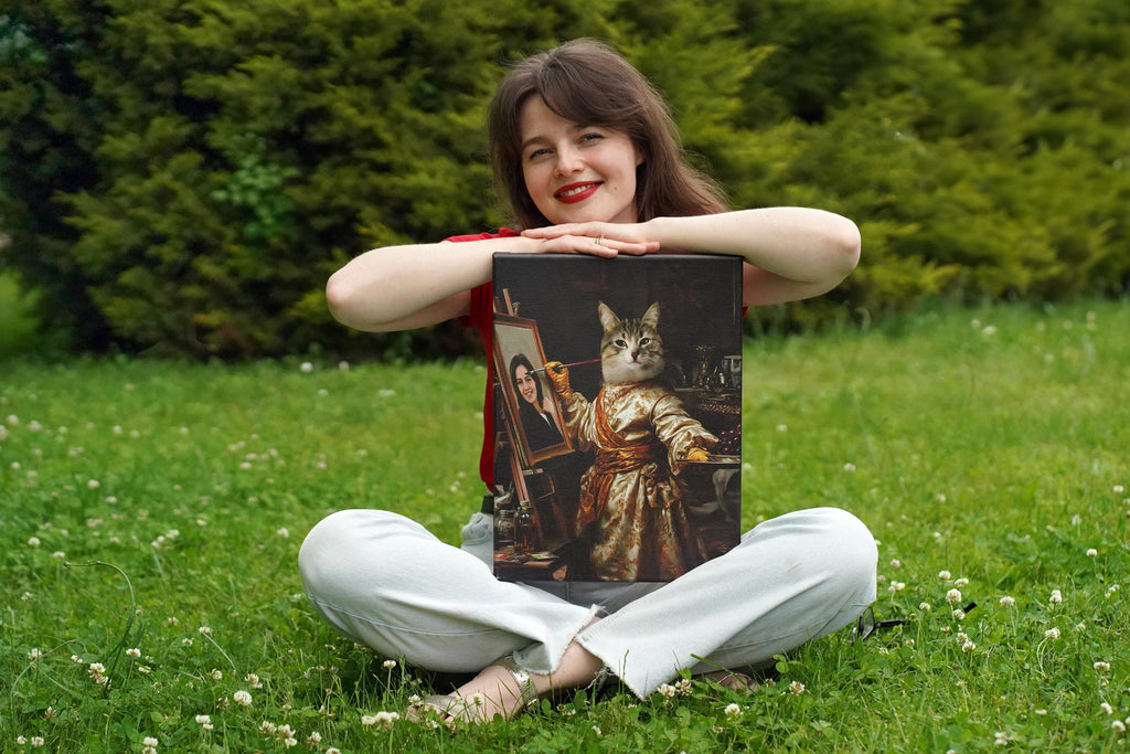 Custom Royal Pet Portrait - Pet on Throne - Renaissance Queen King Pet Art - Canvas, Poster or Digital Portrait, Funny Gift for Pets
