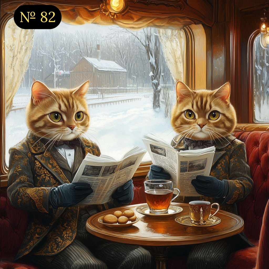 Custom Pets on Train with Newspaper Portrait