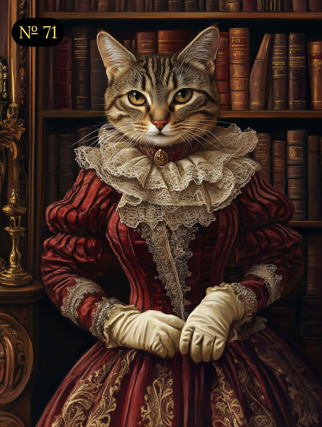 Custom Pet Portrait on Canvas, Royal Pet Portrait, Renaissance Pet Portrait from Photo, Pet Owner Gift, Pet in Regal Red Dress