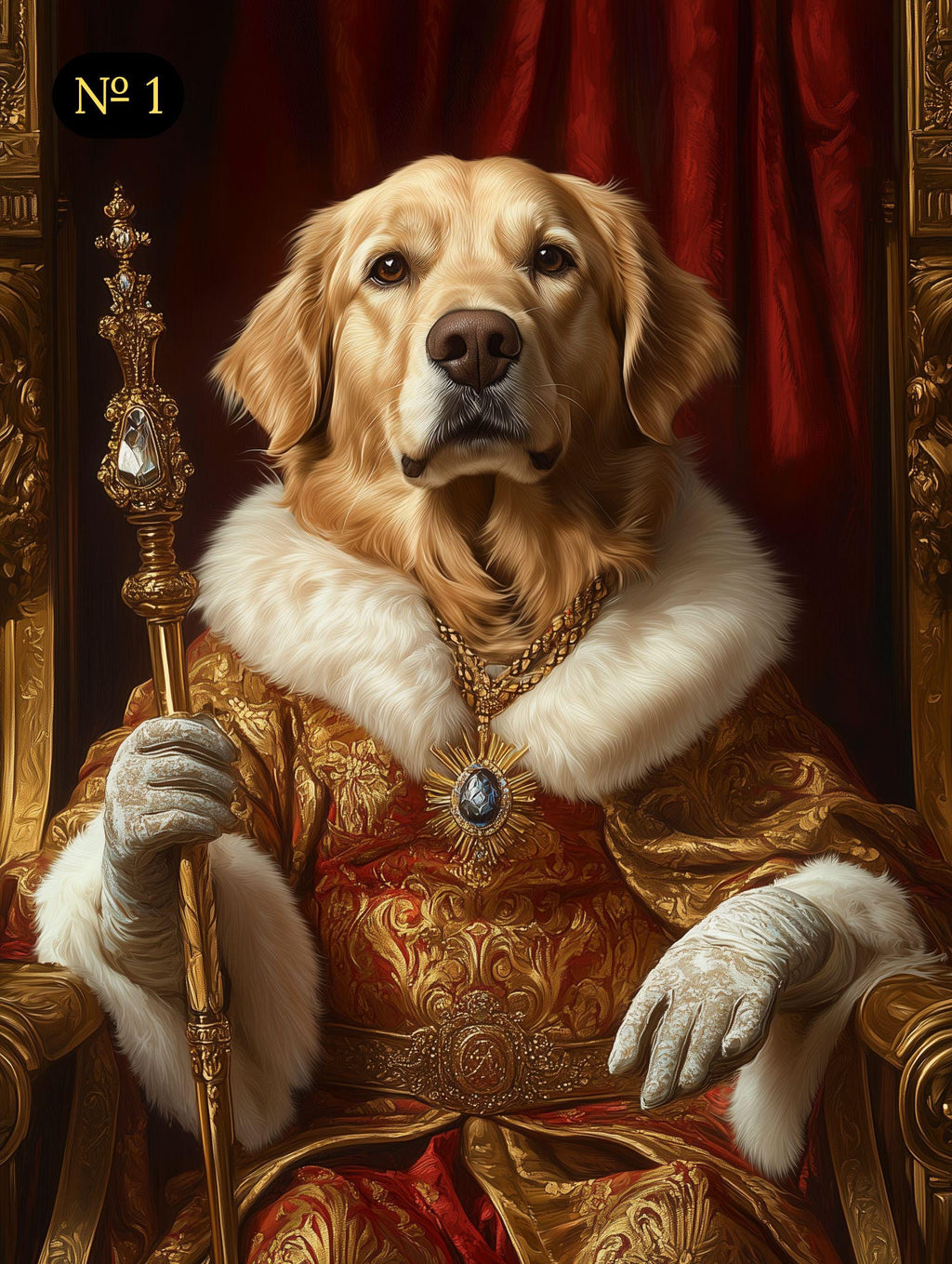 Custom Royal Pet Portrait - Pet on Throne - Renaissance King Pet Art - Canvas, Poster or Digital Portrait, Funny Gift for Pets