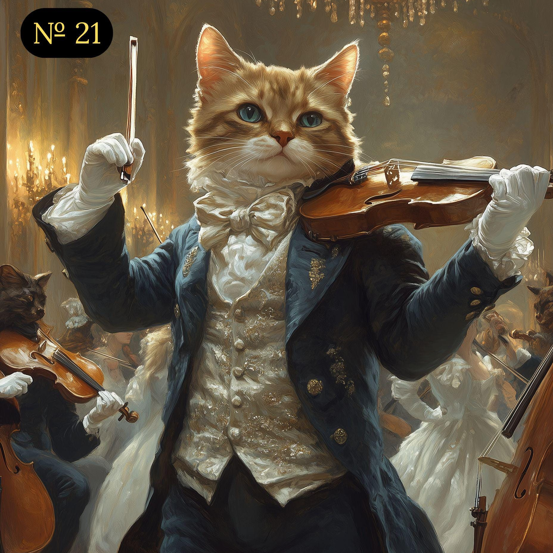 Custom Portrait - Pet Playing Violin at Renaissance Ball