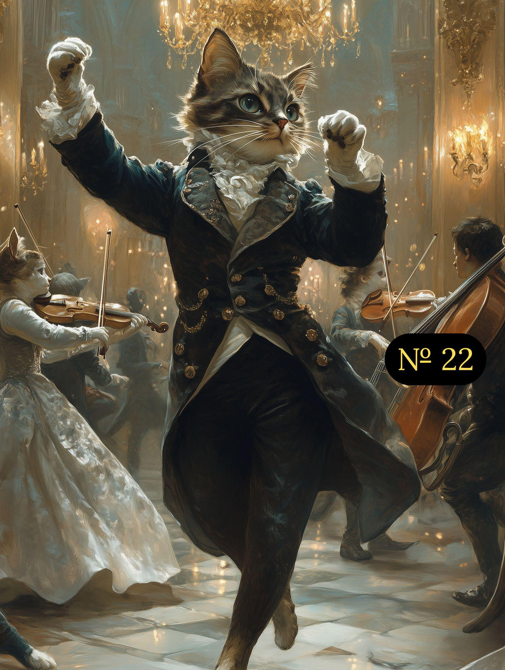 Custom Pet Portrait - Male Pet Dancing at Renaissance Ball, Noble Pet Art, Elegant Cat in Costume – Digital, Canvas or Poster Gift