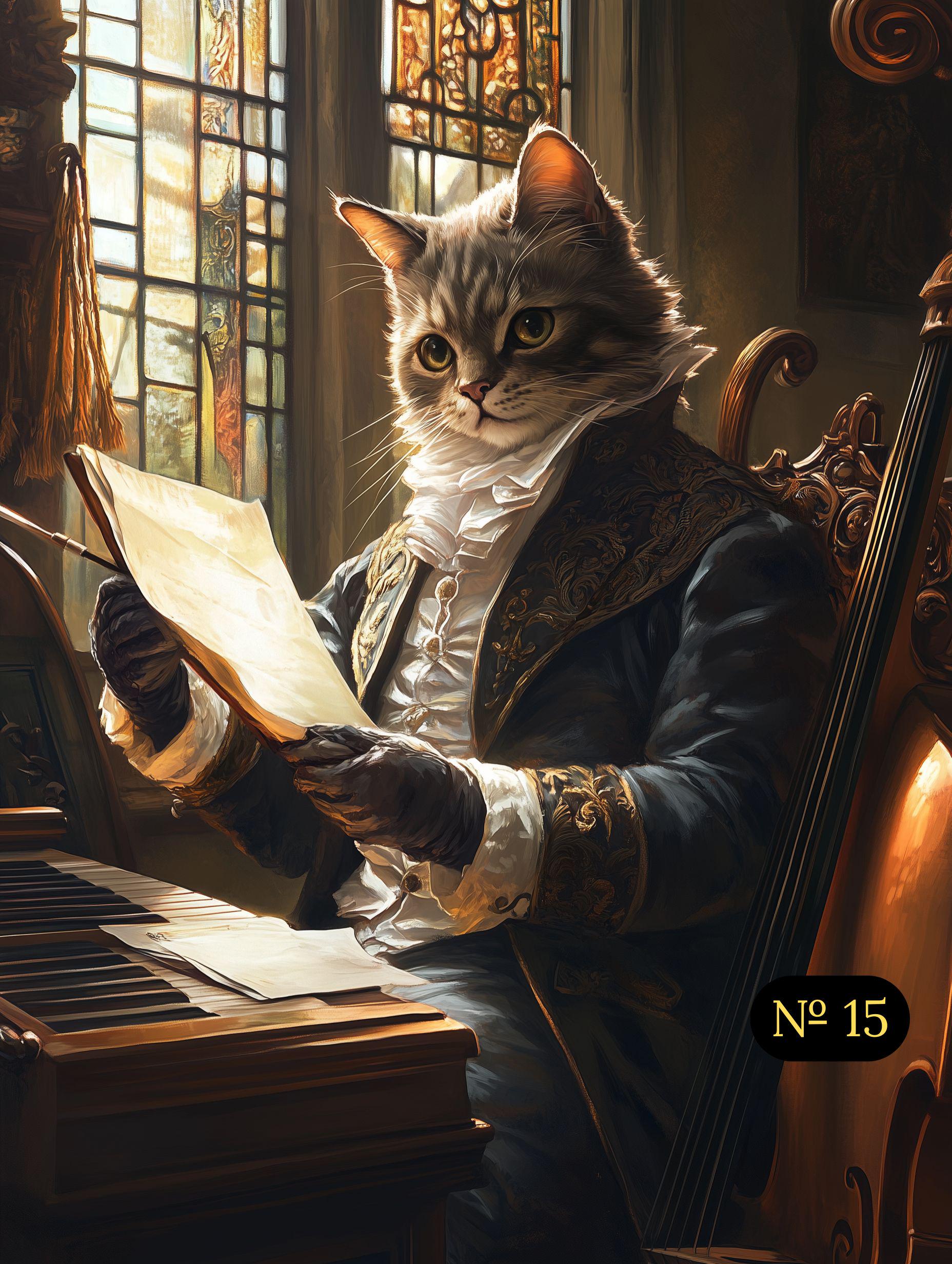 Custom Pet Portrait - Renaissance Pet Playing Piano - Musical Dog or Cat Art – Canvas, Poster or Digital Portrait, Funny Musician's Pet Gift