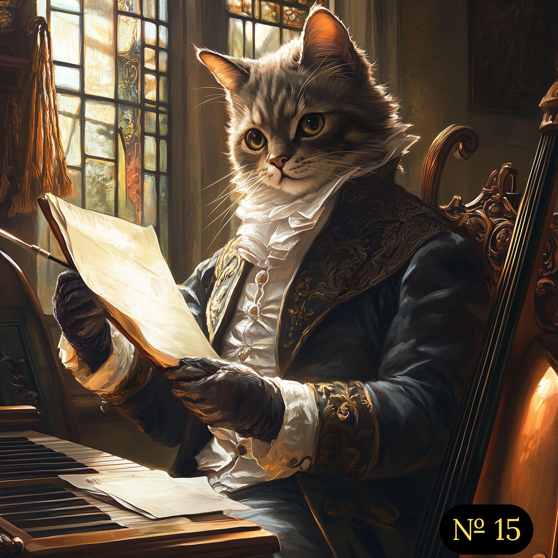 Custom Portrait - Renaissance Pet Playing Piano