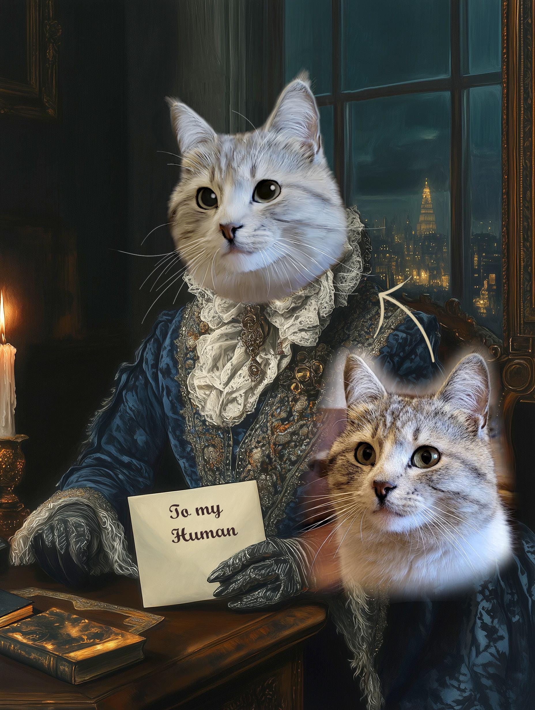 Personalized Royal Pet Portrait from Photo - Custom Renaissance Pet Portrait on Canvas