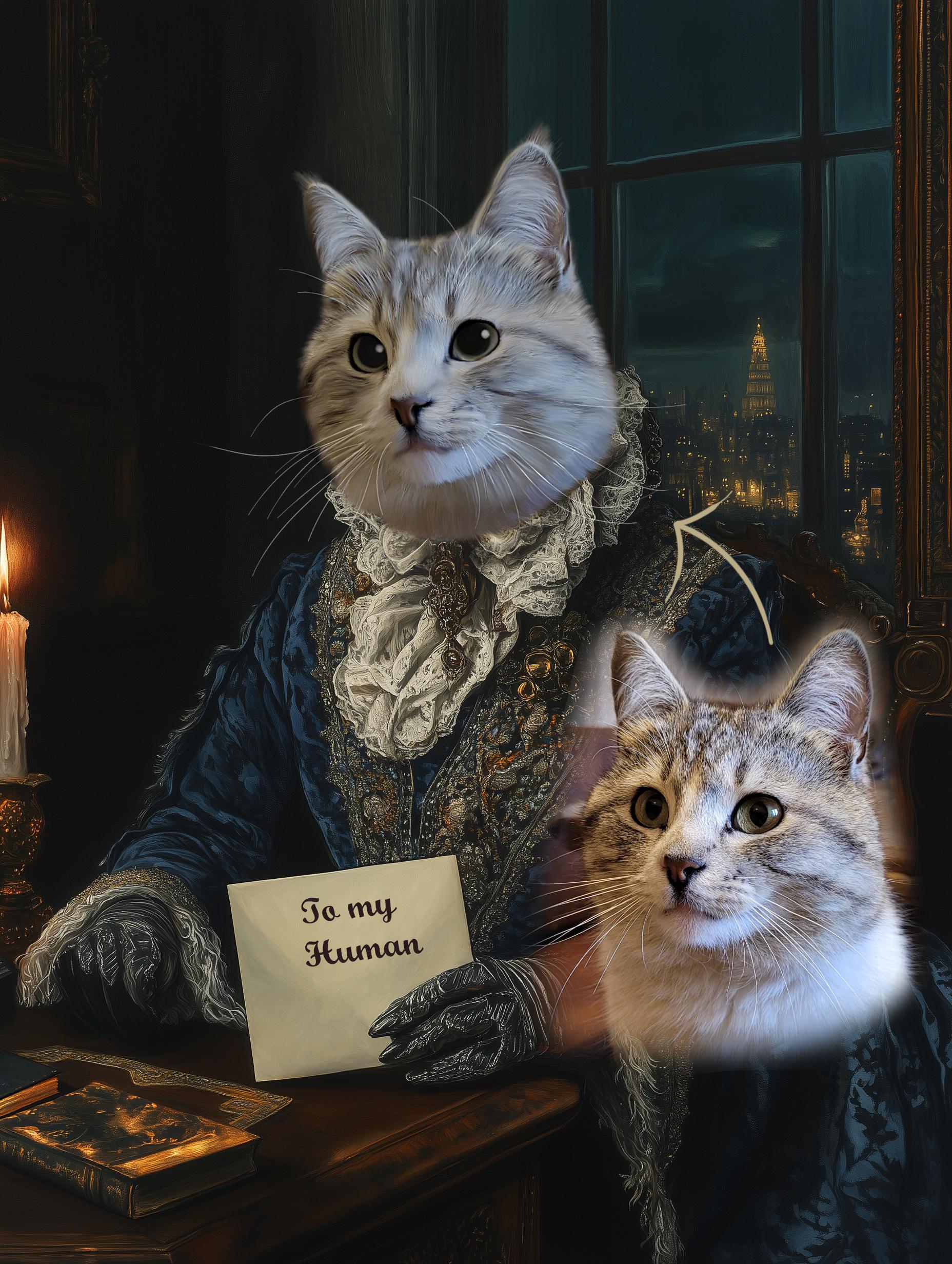 Custom Pet Portrait - Renaissance Pet Playing Piano - Musical Dog or Cat Art – Canvas, Poster or Digital Portrait, Funny Musician's Pet Gift