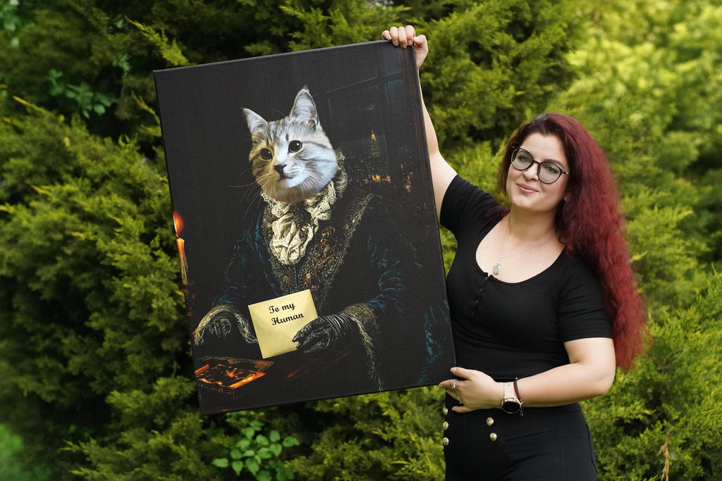 Royal Pet Portrait from Photo - Pet Playing Viola in Costume and Gloves, Custom Renaissance Pet Portrait, Canvas, Poster or Digital Portrait