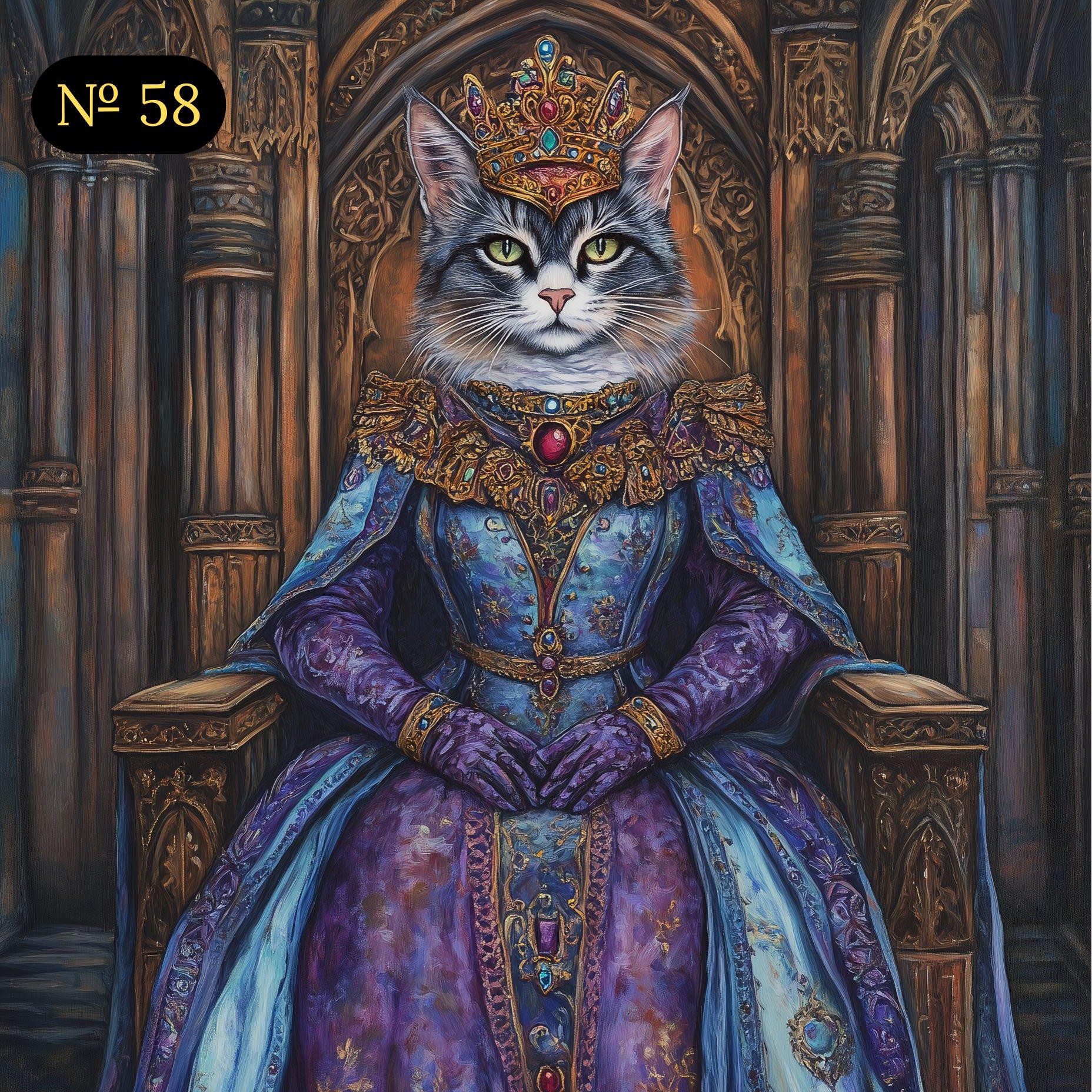 Custom Royal Pet on Throne Portrait