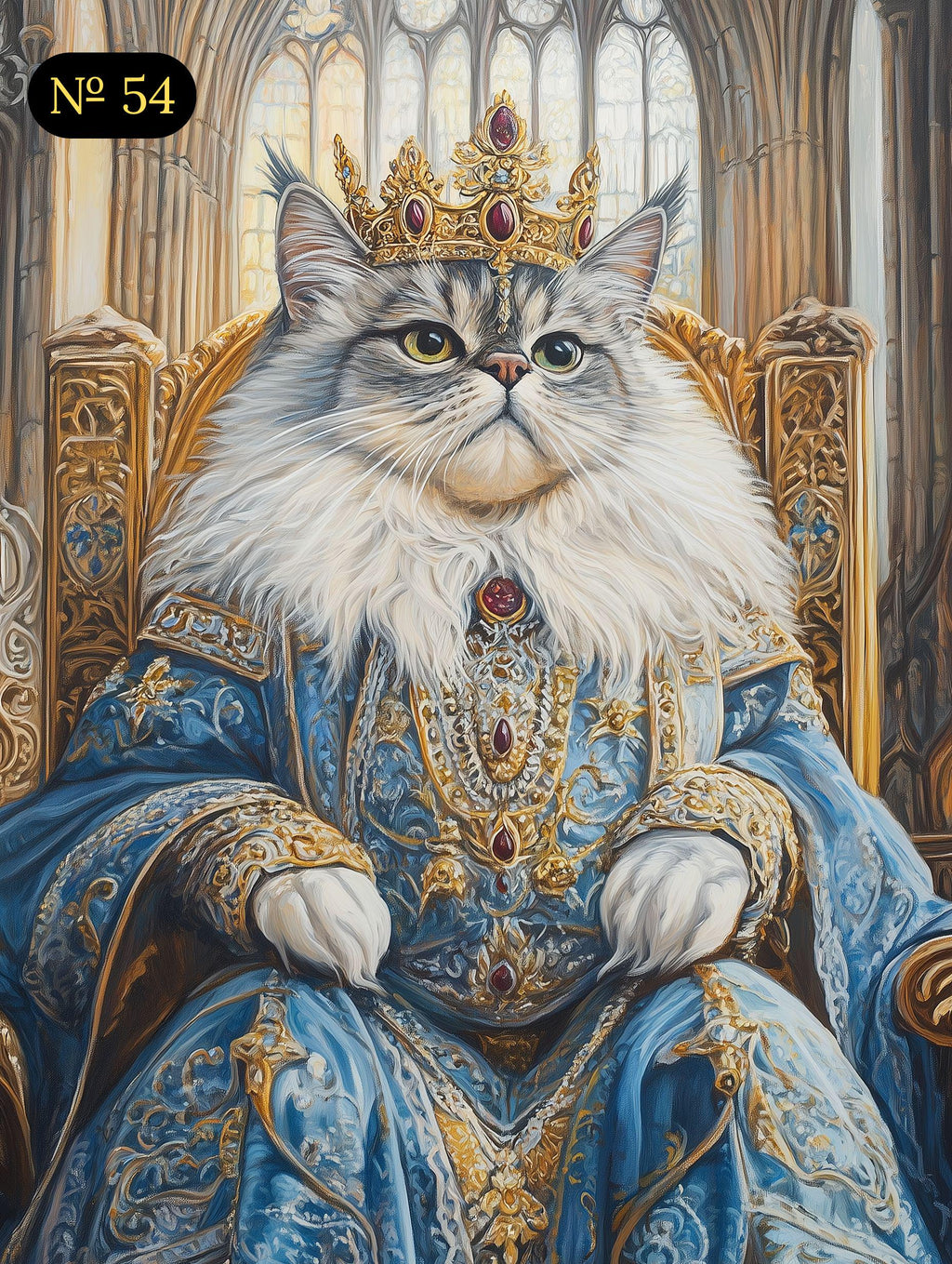 Custom Royal Pet Portrait - Pet on Throne - Renaissance Queen King Pet Art - Canvas, Poster or Digital Portrait, Funny Gift for Pets