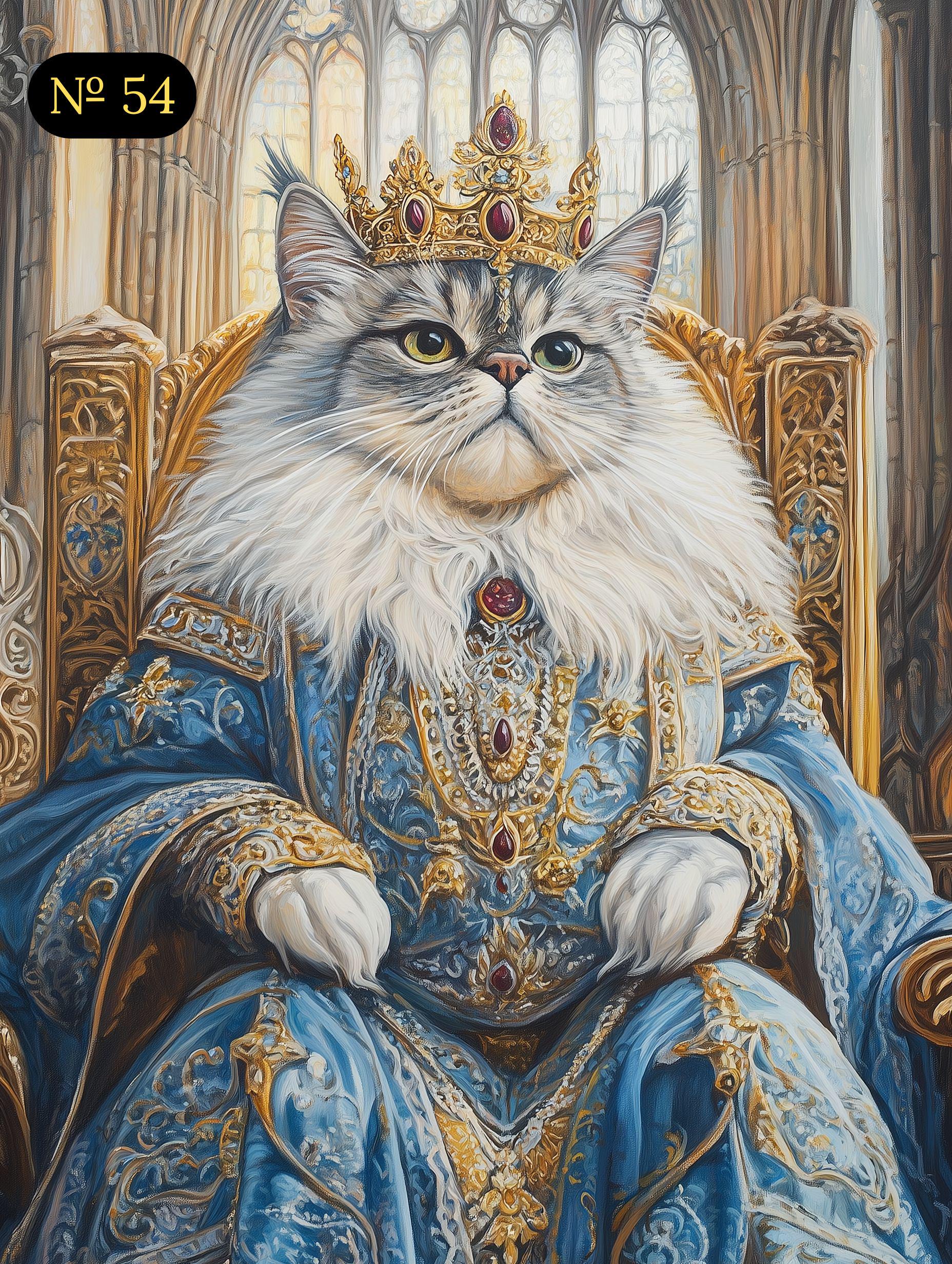 Custom Royal Pet Portrait - Pet on Throne - Renaissance Queen King Pet Art - Canvas, Poster or Digital Portrait, Funny Gift for Pets