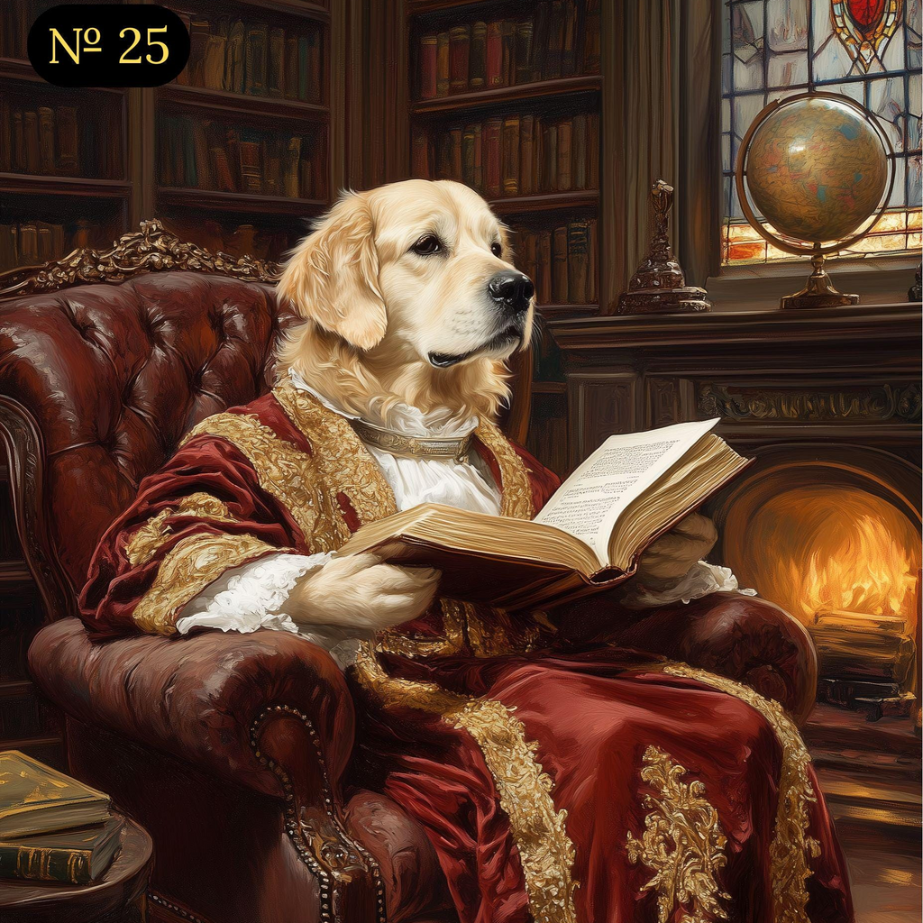 Custom Portrait - Renaissance Pet Reading Book