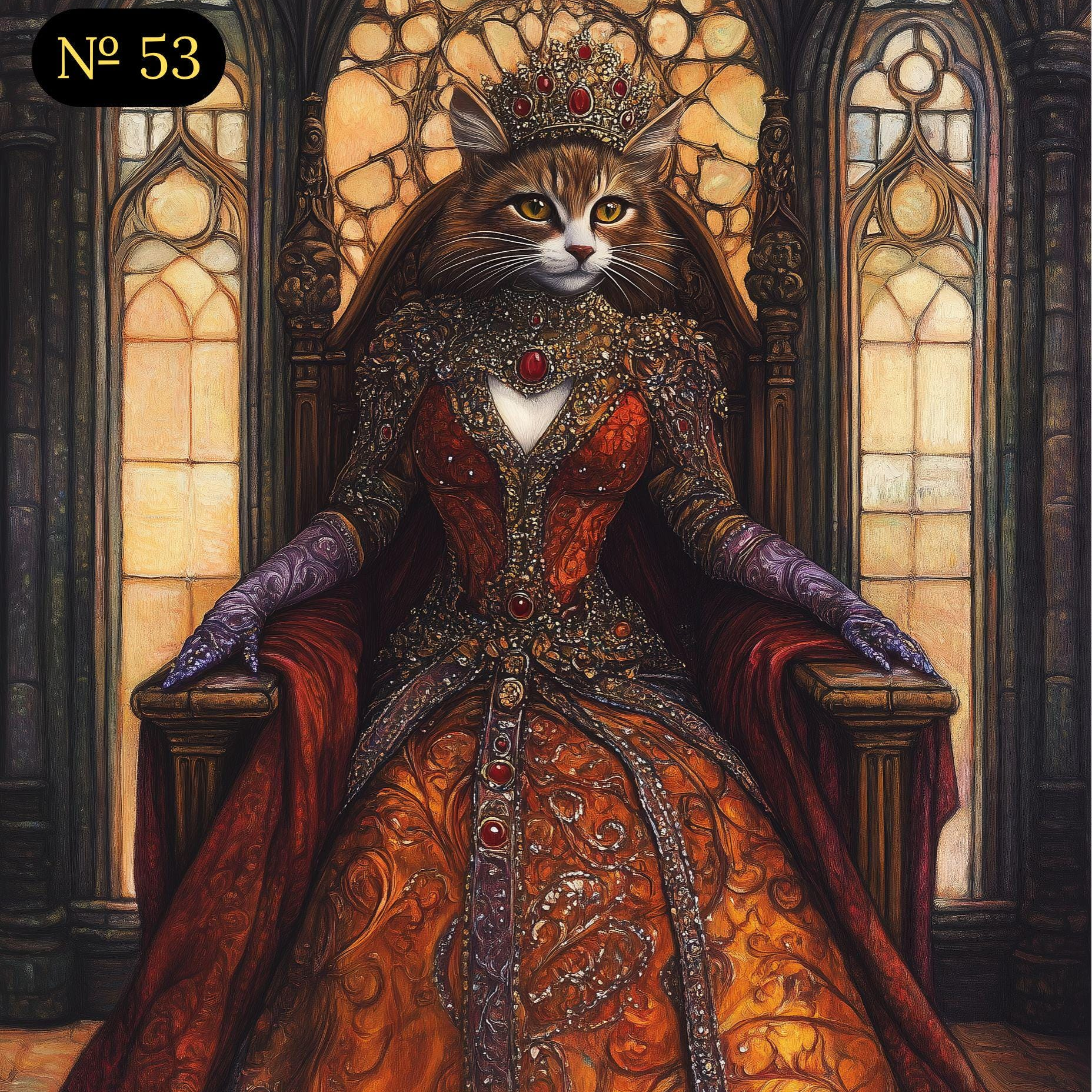 Custom Royal Pet on Throne Portrait