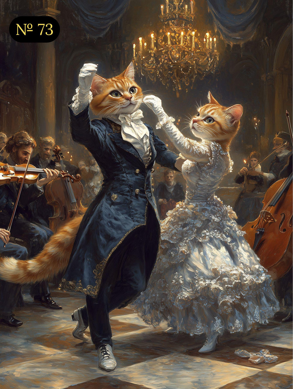 Custom Pet Couple Portrait - Two Dancing Pets at Renaissance Ball - Romantic Pet Art - Canvas, Poster or Digital Portrait, Funny Pets Gift
