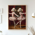 Ballerina Pet Portrait - Custom Print of Two Dogs as Ballet Dancers in Pink Dresses, Renaissance Dog Portrait from Photo, Pet Owner Gift