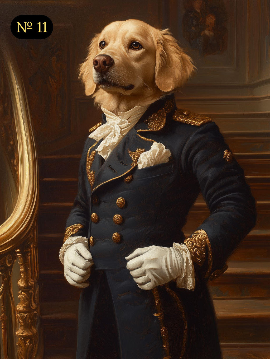 Custom Royal Pet Portrait, Renaissance Pet by Grand Staircase, Noble Court Style Pet Portrait from Photo - Digital File, Canvas or Poster