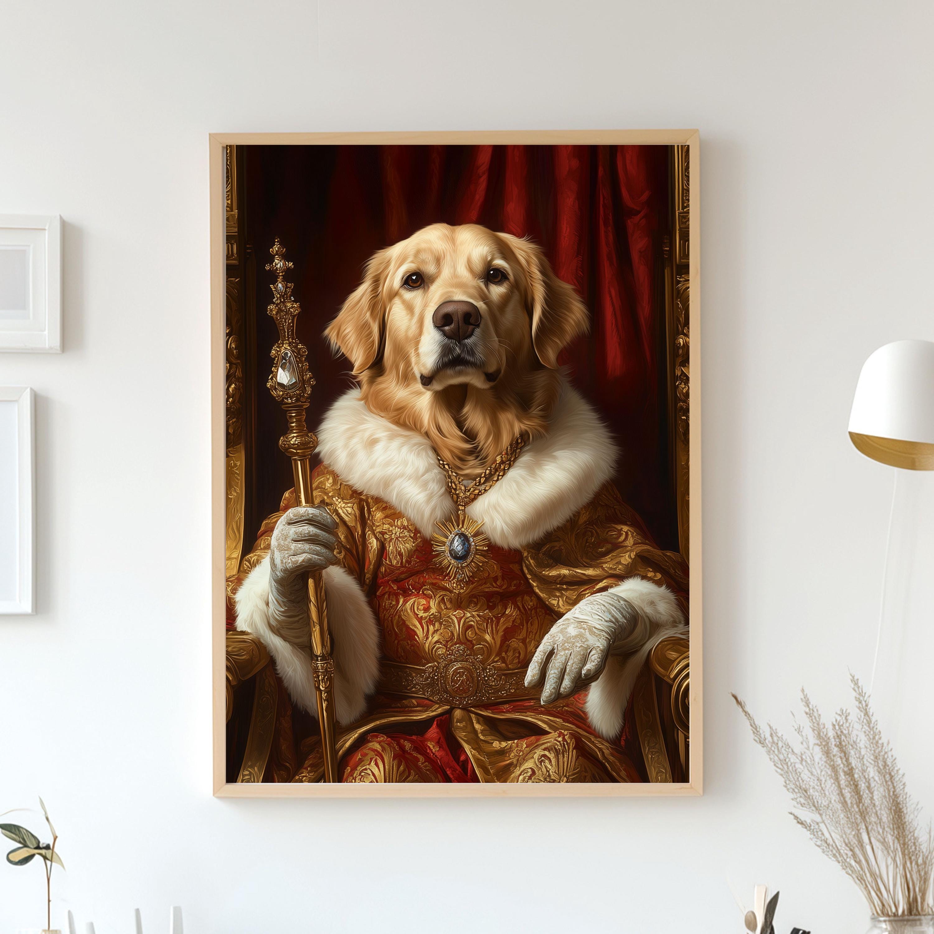 Custom Royal Pet Portrait - Pet on Throne - Renaissance King Pet Art - Canvas, Poster or Digital Portrait, Funny Gift for Pets
