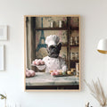 Custom Pet Portrait - French Chef Dog with Pastries - Funny Paris Bakery Pet Art - Canvas, Poster or Digital Portrait
