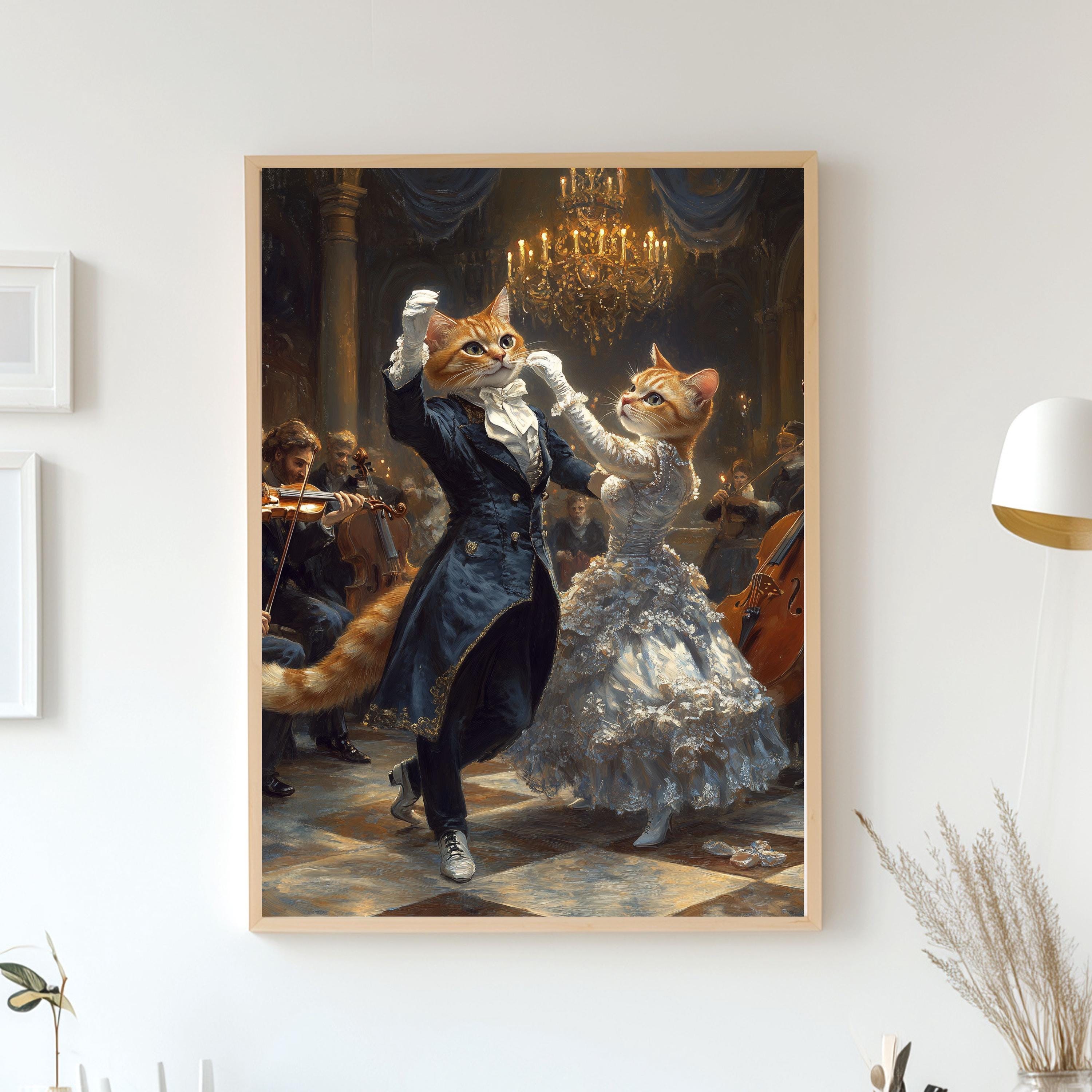 Custom Pet Couple Portrait - Two Dancing Pets at Renaissance Ball - Romantic Pet Art - Canvas, Poster or Digital Portrait, Funny Pets Gift