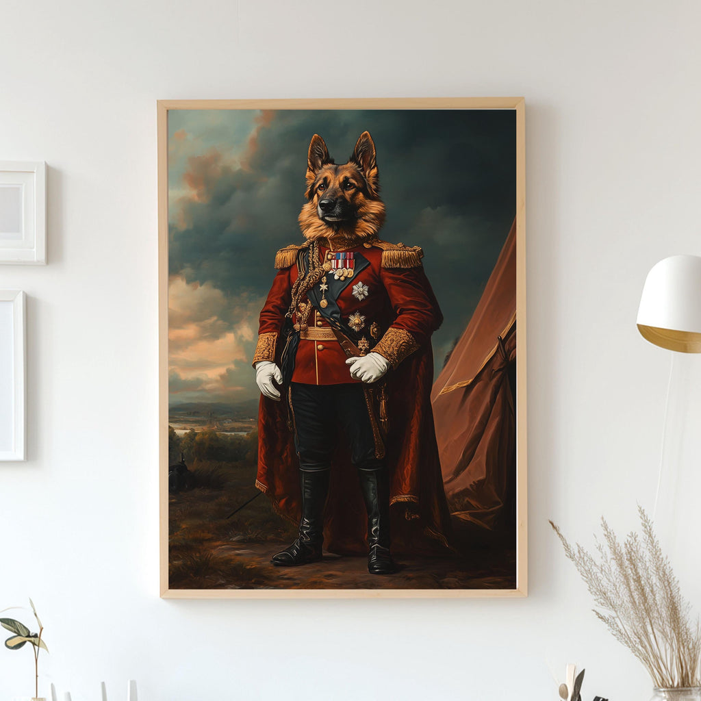 Custom Royal Pet Portrait - Military Pet with Medals - Heroic Pet Art - Canvas, Poster or Digital Portrait, Veteran Dog Art