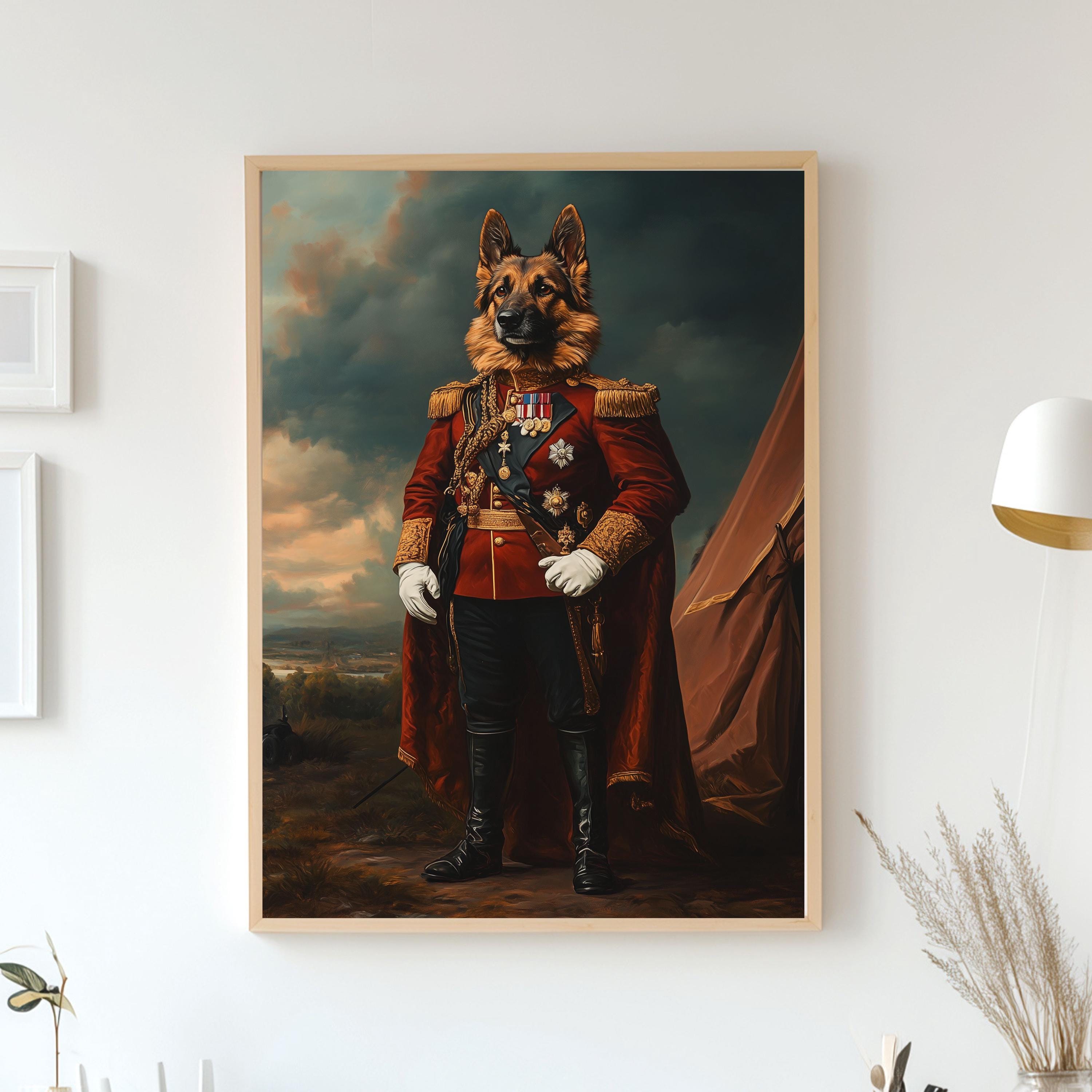 Custom Royal Pet Portrait - Military Pet with Medals - Heroic Pet Art - Canvas, Poster or Digital Portrait, Veteran Dog Art