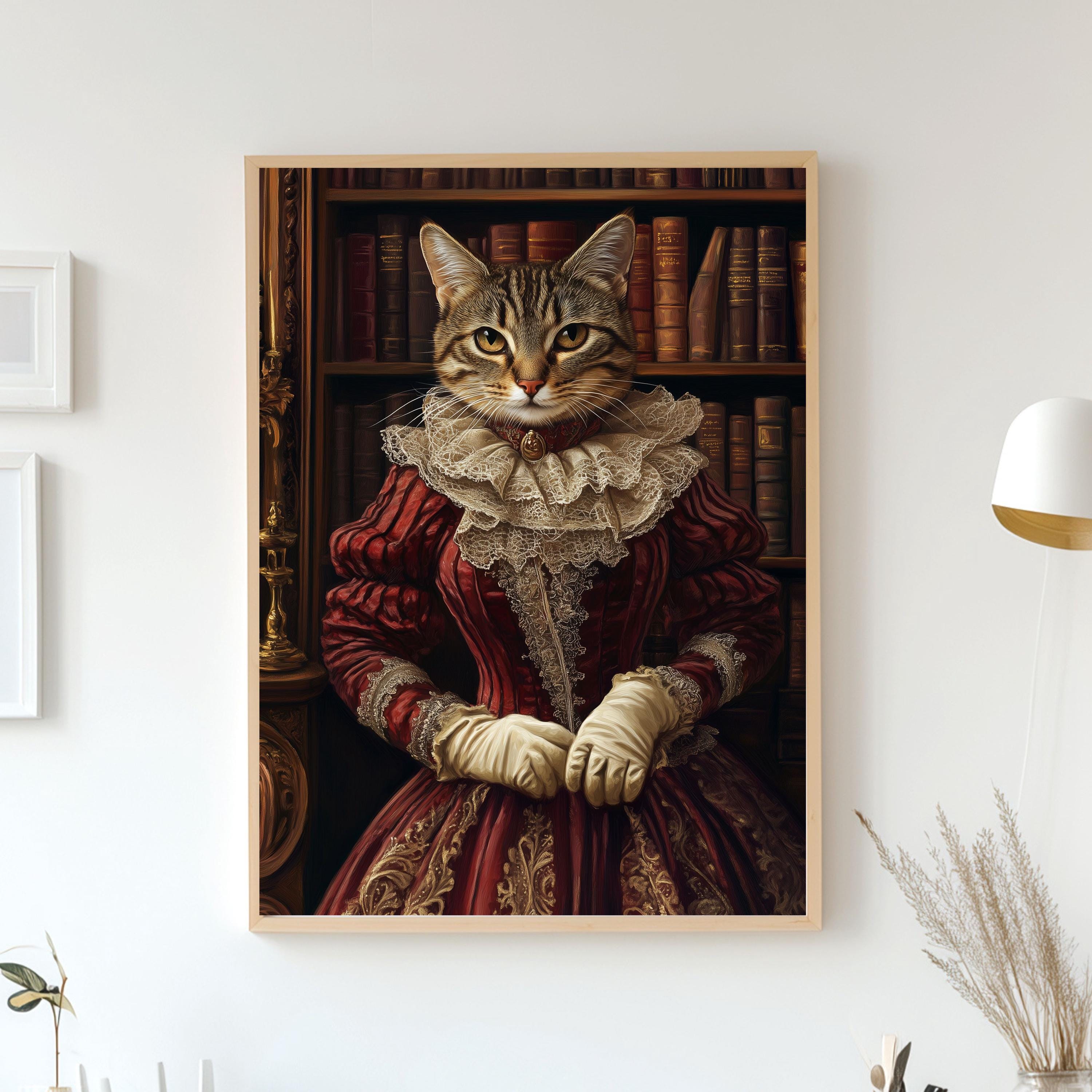 Custom Pet Portrait on Canvas, Royal Pet Portrait, Renaissance Pet Portrait from Photo, Pet Owner Gift, Pet in Regal Red Dress