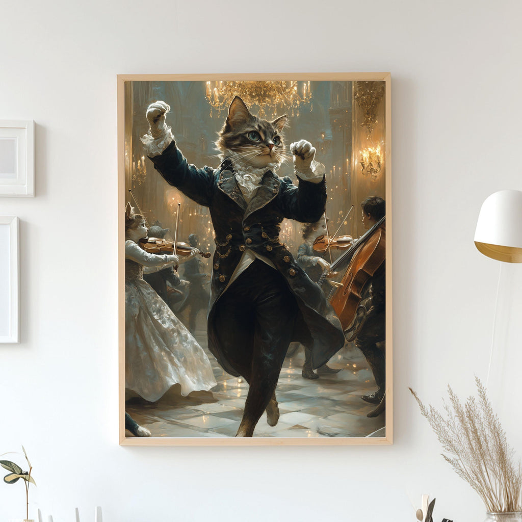 Custom Pet Portrait - Male Pet Dancing at Renaissance Ball, Noble Pet Art, Elegant Cat in Costume – Digital, Canvas or Poster Gift