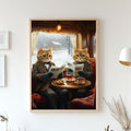 Custom Cat Portrait - Two Cats on Train Reading Newspaper - Funny Renaissance Pet Art - Digital File, Canvas, Poster or Framed Photo