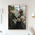 Custom Pet Portrait - Gentle Lady Pet with Flower - Feminine Floral Pet Art - Canvas, Poster or Digital Portrait, Funny Pet Gifts