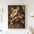 Royal Pet Portrait from Photo - Pet Playing Viola in Costume and Gloves, Custom Renaissance Pet Portrait, Canvas, Poster or Digital Portrait