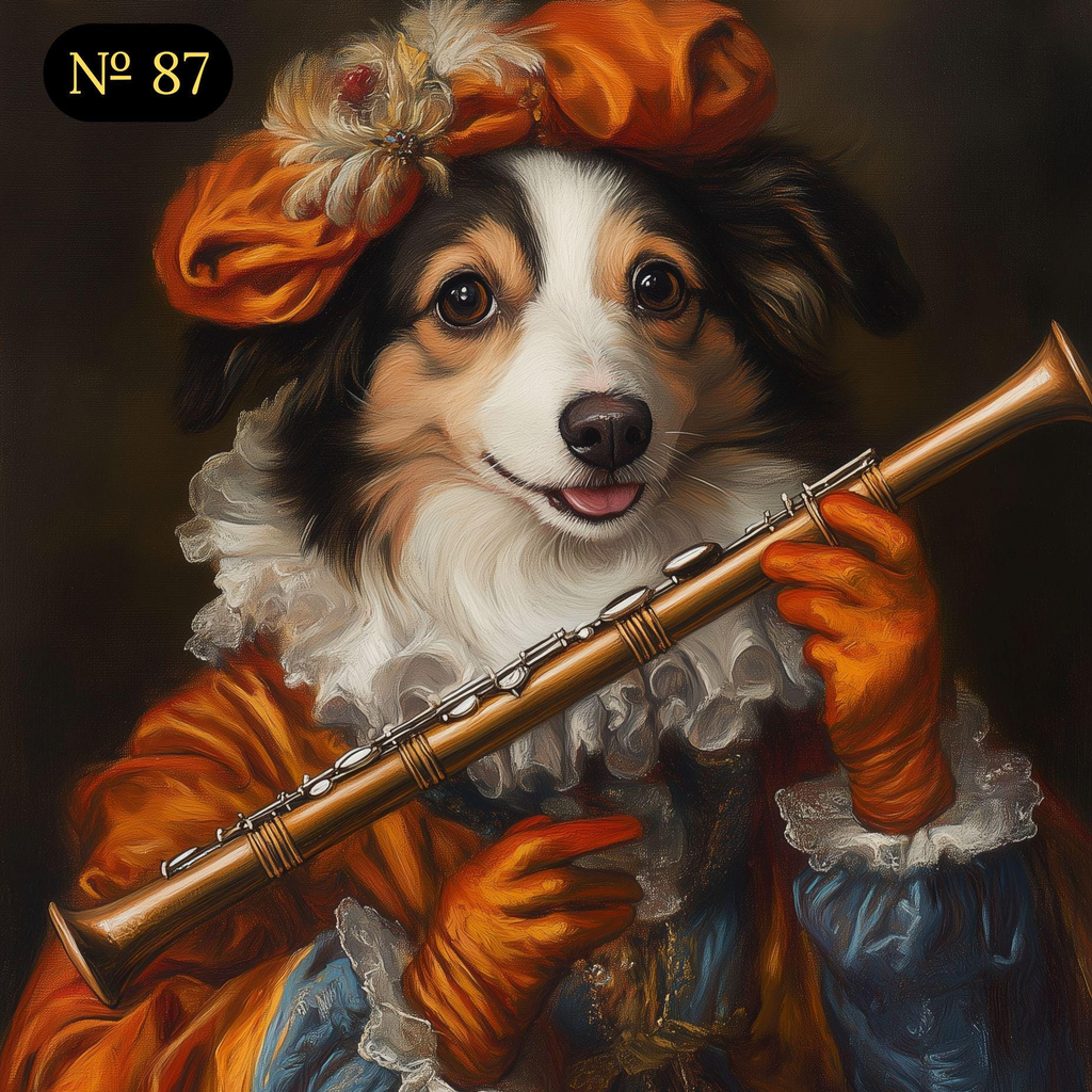 Royal Portrait from Photo - Pet Playing Flute