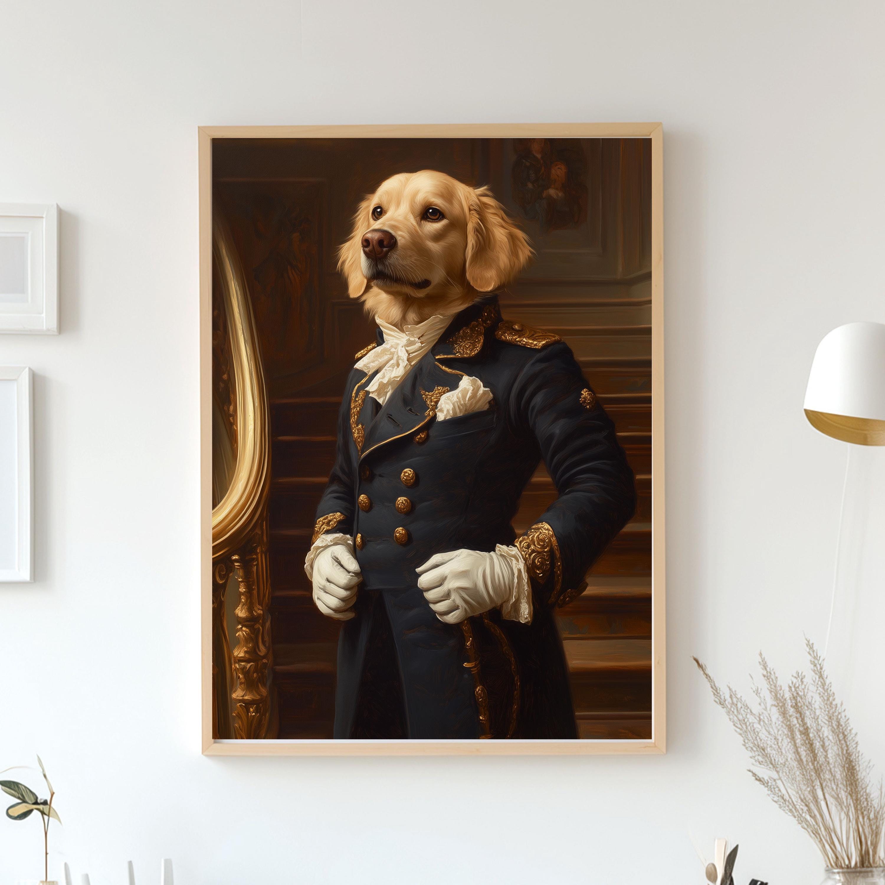 Custom Royal Pet Portrait, Renaissance Pet by Grand Staircase, Noble Court Style Pet Portrait from Photo - Digital File, Canvas or Poster