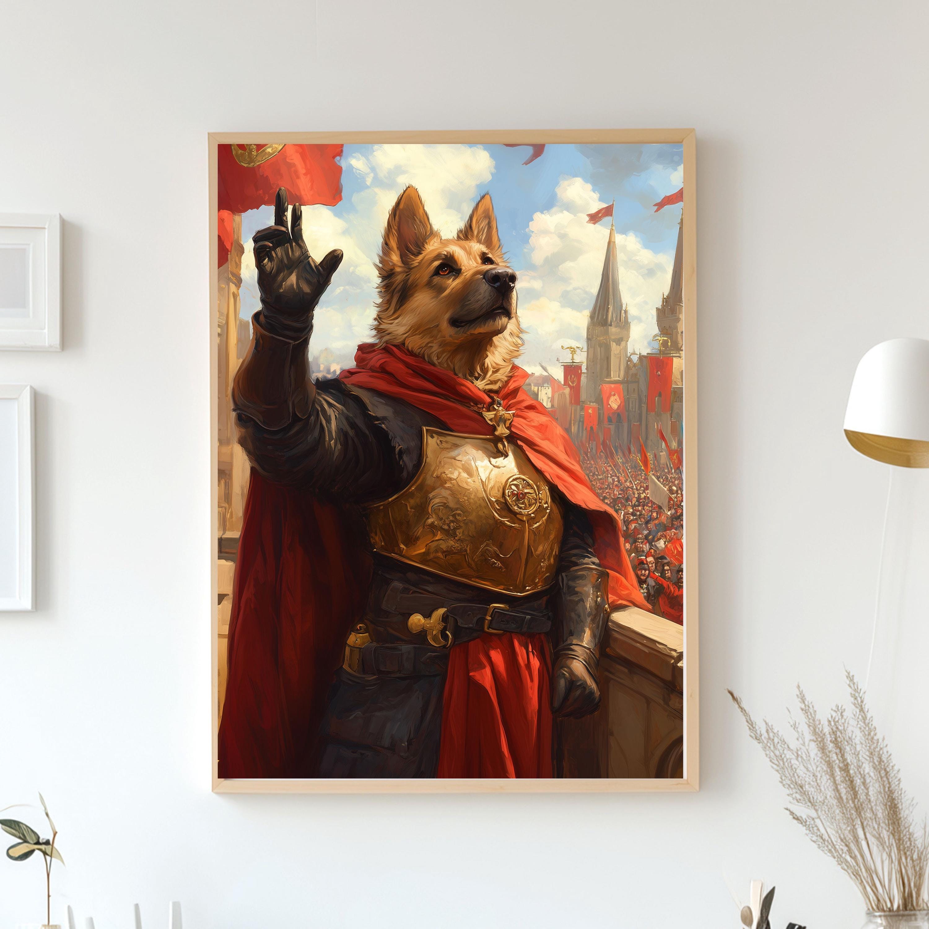 Custom Pet Royal Portrait - Pet on Balcony with Raised Paw - Epic King Pet Art - Digital Portrait, Canvas or Poster, Funny Pet Gift