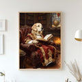 Custom Pet Portrait - Renaissance Pet Reading a Book, Royal Animal Sitting on Chair - Canvas, Poster or Digital Portrait, Funny Gift for Pet