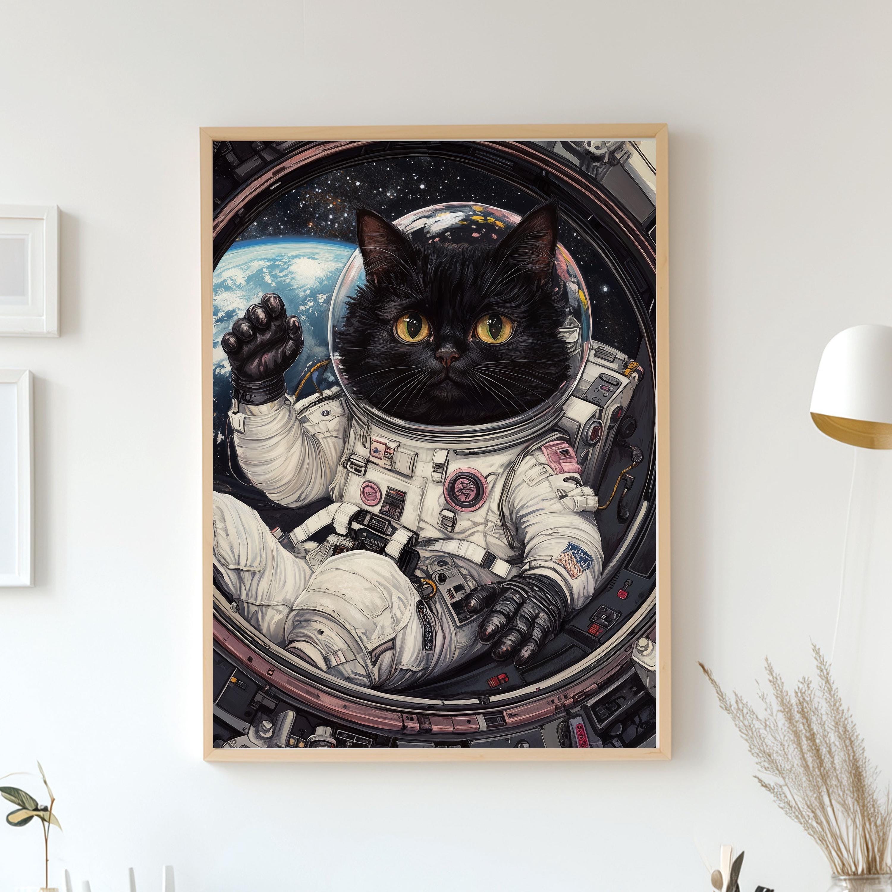 Custom Pet Portrait - Astronaut Pet in Space Suit - Funny Outer Space Pet Art - Canvas, Poster or Digital Portrait