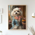 Custom Pet Portrait for Girl - Floral Renaissance Pet Art - Royal Style Gentle Pet Painting - Poster, Canvas or Digital Portrait