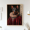 Custom Pet Portrait on Canvas, Royal Pet Portrait, Renaissance Dog Portrait from Photo, Pet Owner Gift, Pet in Regal Red Dress