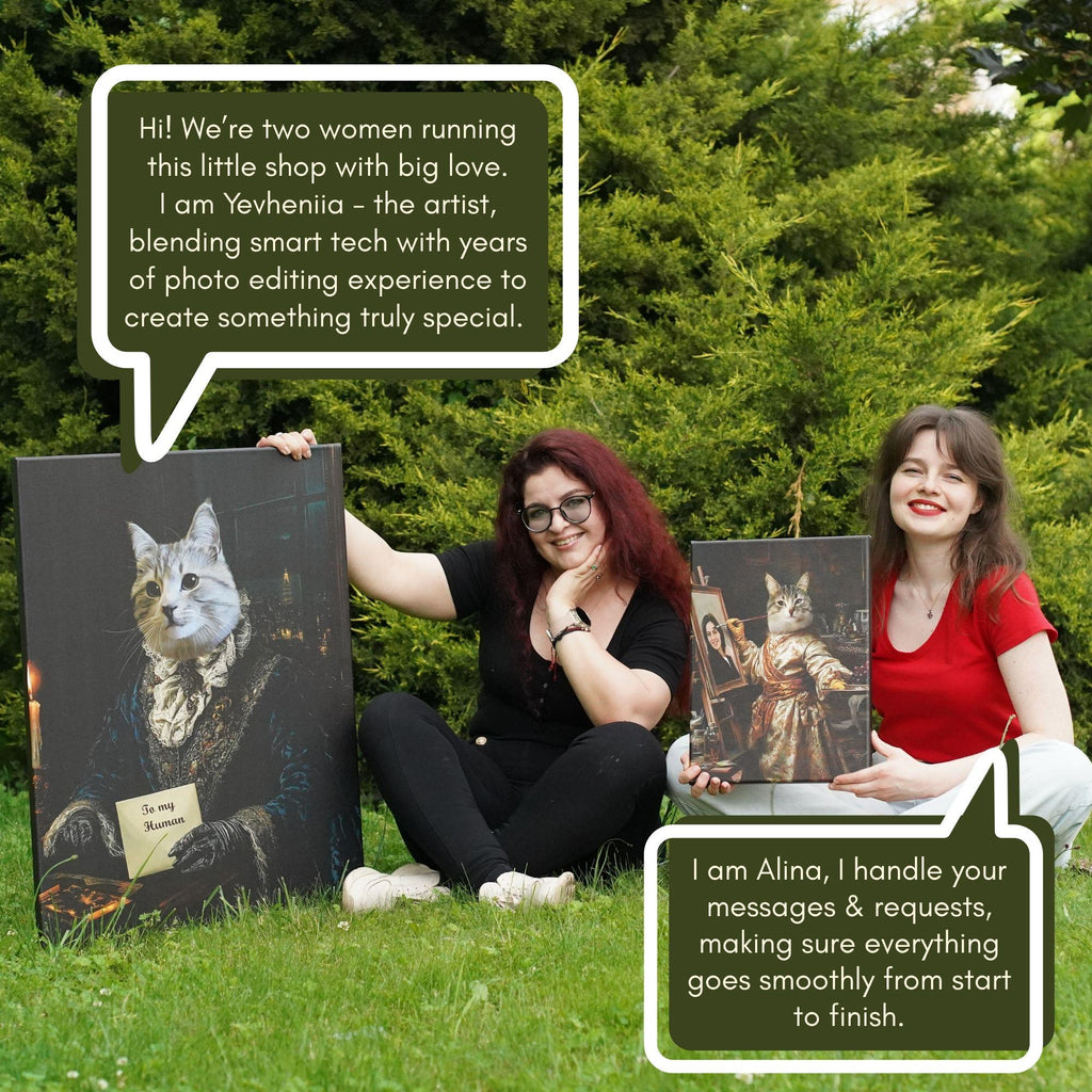Custom Pet Portrait - Cat Journalist with Notebook Art - Canvas, Poster, Photo or Digital