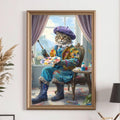Custom Renaissance Pet Portrait from Photo - Pet Artist in Beret with Paint and Brushes - Canvas, Poster, Photo or Digital File