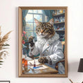 Custom Renaissance Pet Portrait - Female Pet Doctor in White Coat with Test Tubes and Roses - Canvas, Poster, Photo or Digital File